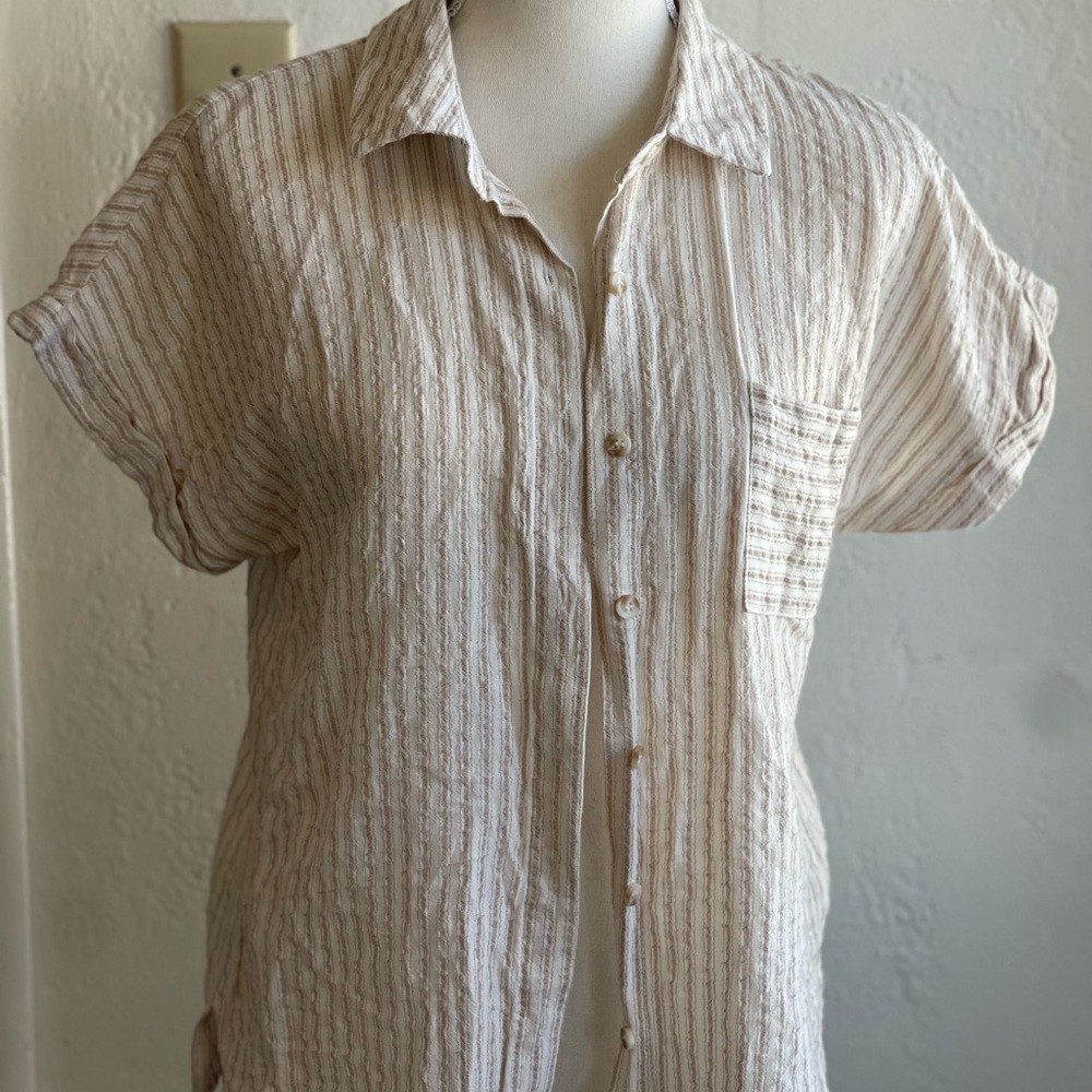 Blu Pepper Cream Striped Top